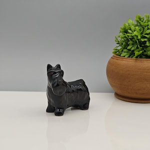 Ceramic Schnauzer Figurine-Small ceramic dog statue-Decorative dog figurine-miniature schnauzer figurine-Black-Christmas gift