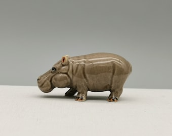 Handmade Ceramic Hippo Figurine, Small Hippo For Decoration, Gift For Friend