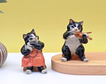 Ręcznie robione ceramiczne solniczki i pieprzniczki w kształcie kotów: fantazyjny wystrój kuchni
