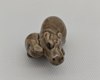 Keramik Nilpferd Figur: Miniatur Porzellan Tier Statue
