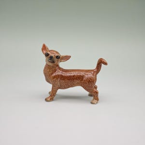 Brown Chihuahua Figurine,Miniature ceramic dog figurine,Collectible dog figurine,Dog lover gift,New Year's gift,Christmas gift