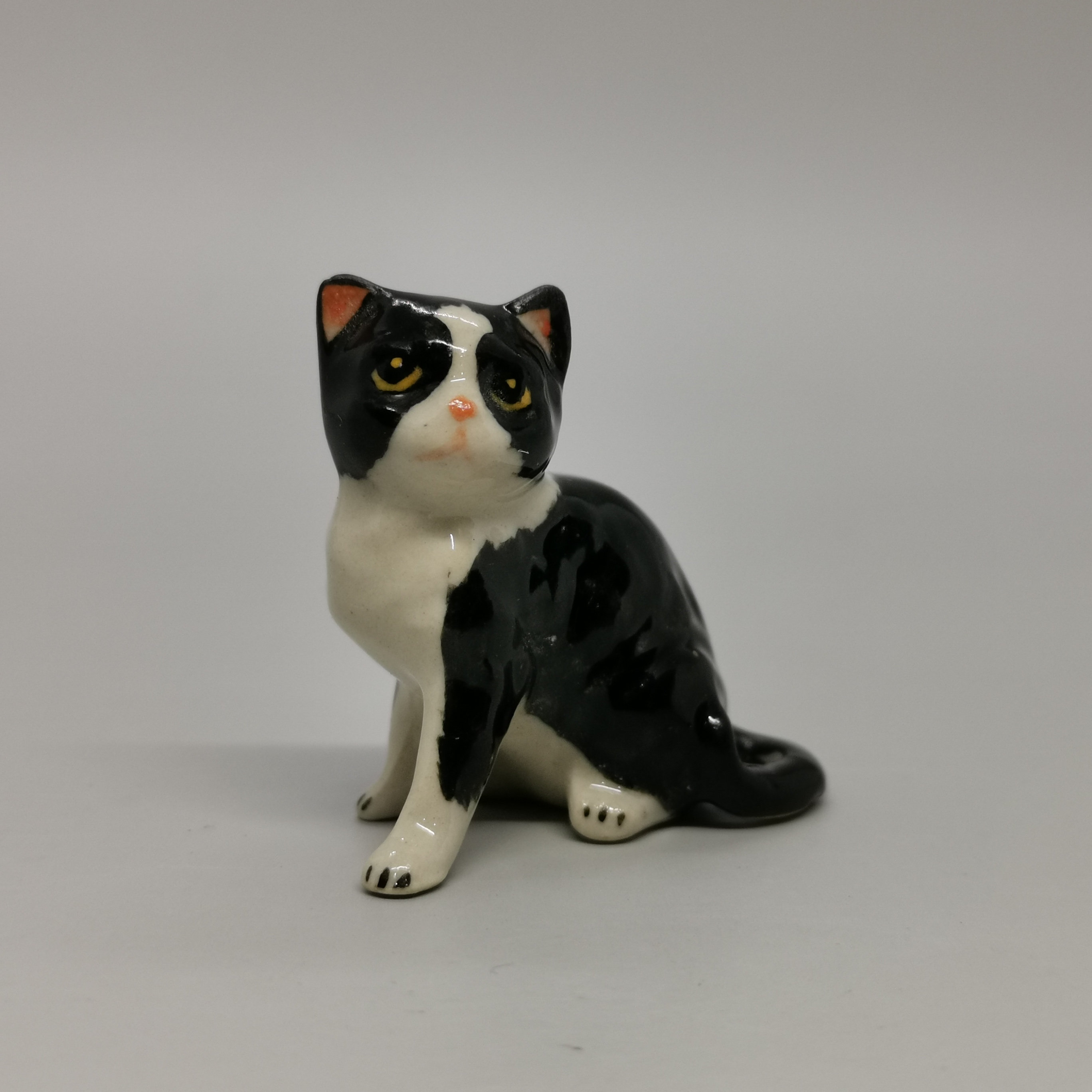 Miniature Ceramic Cat Cat Miniature Black Ceramic Hand Etsy