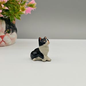 Ceramic Tuxedo Cat Figurines for Decoration-Adorable Tuxedo Cat Figurines for Gifting-Handmade Mini Tuxedo Cat-Birthday Gift