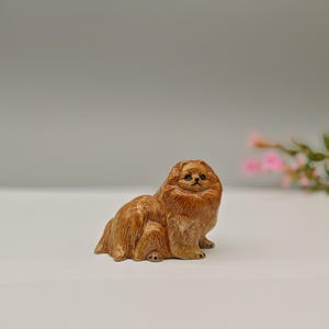 miniature brown pomeranian figurine-pomeranian dog figurine-Gift for friend-Pom Miniature Statue-Cute dog gift