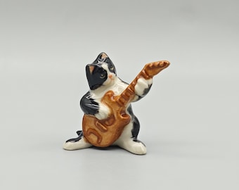 Handgefertigte Keramik Tuxedo Katze Figur: Kleine Wohnkultur Artikel