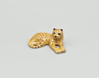 Handmade Miniature Tiger Figurine - Ceramic Tiger Decor