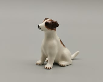 Ceramic Jack Russell Terrier figurines, Miniature Animal Figurine, Decorative and collectible ornaments, Wedding Cake Topper, Wedding Favors