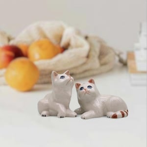 Cat Salt and Pepper Shakers Set – Handmade Ceramic Kitchen Accessories – Gift for Cat Lovers-Handmade cat salt and pepper shakers