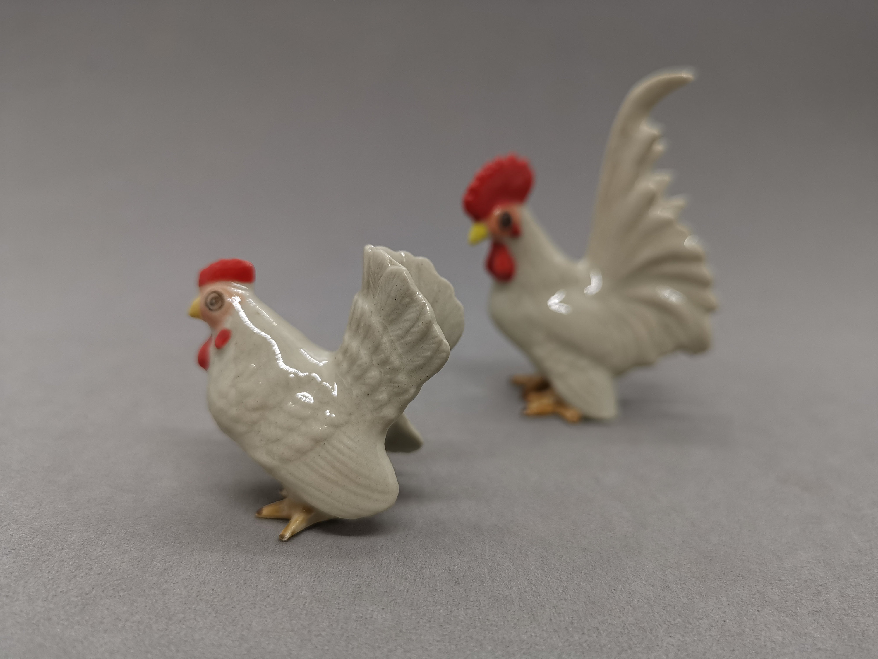 Set of 2 Chicken figurine handmade Rooster Miniature Etsy