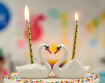 Decorazione per torta a forma di cigno fatta a mano - Portacandele in ceramica a forma di animale - Matrimonio rustico