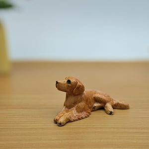 Ceramic Golden Retriever figurines-Decorative Golden Retriever sculptures-Small dog dolls-Dog lover gifts