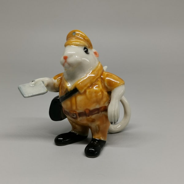 Ceramic Rat Figurine, Mouse Figurine Home Decor, Handmade, Mouse Statue, Postal Rat, Birthday Gift