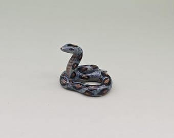 Handmade Ceramic Snake Figurine: Miniature Porcelain Animal Statue