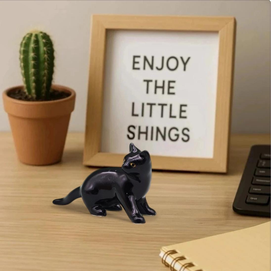 手作り陶器の黒猫の置物：小さな猫好きへのギフト - Etsy 日本