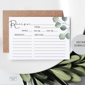 Eucalyptus - Recipe Card - Bridal Shower Activity