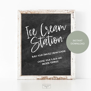Chalkboard - Ice Cream Station Sign - Printable Faux Chalkboard Sign-Birthday Party-Bridal Shower Decoration - Bar Sign - Digital Download