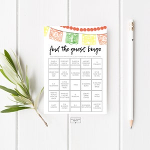 Fiesta - Find the Guest Bingo Game - Bridal Shower Game - Fiesta Cactus Bridal Shower Theme - Personalized - Digital Download