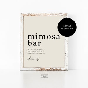 Nowoczesny krem - Mimosa Bar Sign - Bridal Shower Drink Station - Ślub - Znak - Natychmiastowe pobranie - Pobieranie cyfrowe