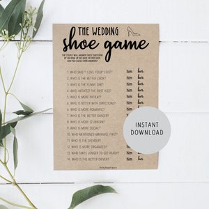 The Wedding Shoe Game - Bridal Shower Game (Kraft)