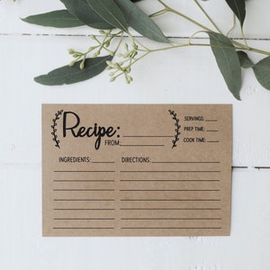 Tarjeta de recetas (Kraft) Actividad de despedida de soltera