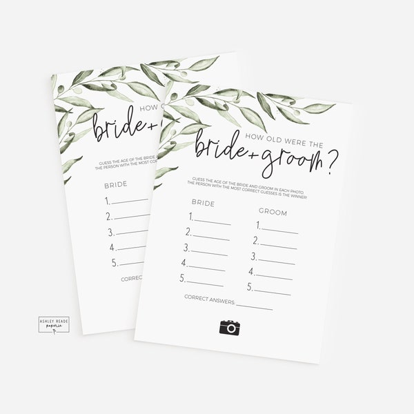 Green Stems - How Old were the Bride and Groom - Bridal Shower Game