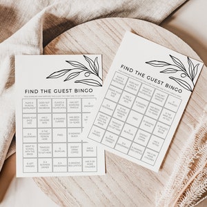 Black and White Boho - Find the Guest Bingo - Bridal Shower Game - Bridal Shower Activity - Modern - Digital Download