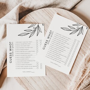 Black and White Boho - Guess Who Bride or Groom - Bridal Shower Game - Bridal Shower Activity - Modern - Digital Download