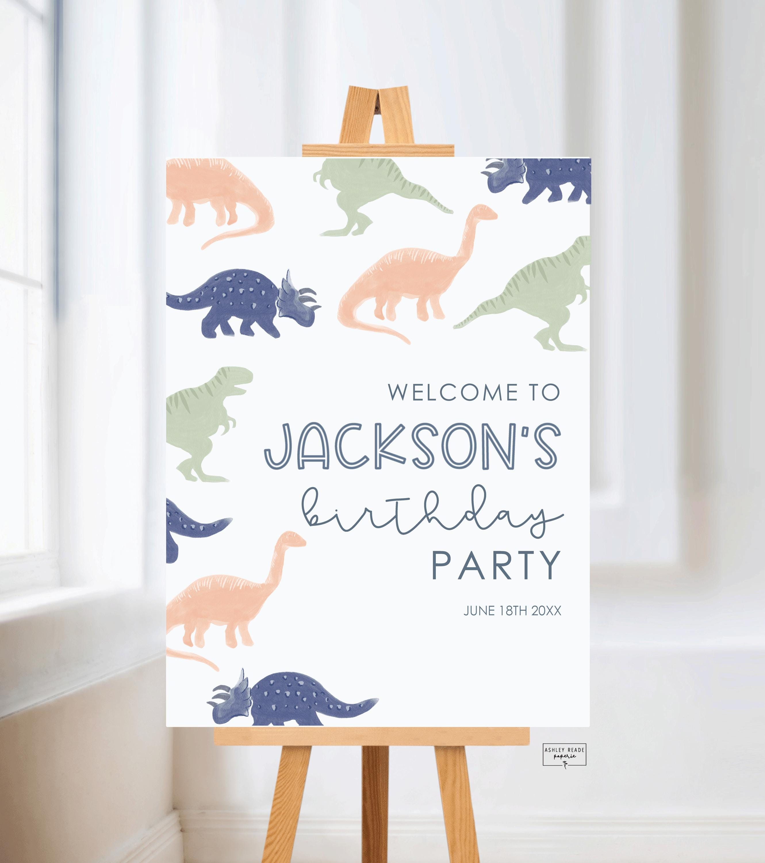 Welcome Sign - Dinosaur Birthday Party - Stomp, Chomp, Roar - Digital ...