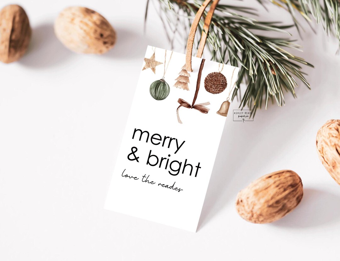 Editable Christmas Gift Tag - Merry and Bright - Rustic Christmas ...