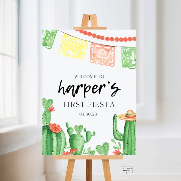 Fiesta - First Fiesta Birthday Party Welcome Sign - Welcome Poster - Fiesta Party Theme - Personalized - Digital Download