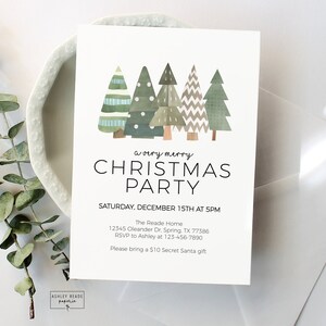 Christmas Trees - A Very Merry Christmas Party Invitation - Holiday Party Invitation - Christmas Theme - Personalize