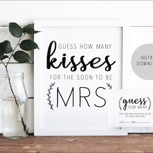 Kraft - ¿Cuántos besos? - Tarjetas de respuesta y letreros para despedida de soltera (Kraft), papelería para despedida de soltera