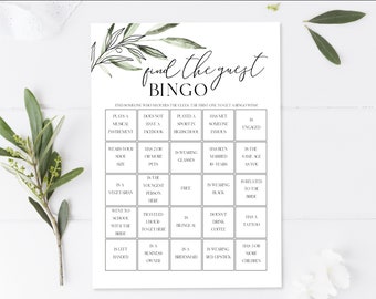 Olive Branches - Find the Guest Bingo - Bridal Shower Game - Instant Download