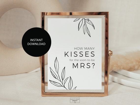Inkdotpot Bridal Shower Game - How Many Kisses For The Soon To Be Mrs, Includes 1 Sign & 30 Cards