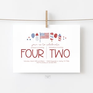 Editable - Joint Americana Birthday Party - Red, White, and Blue