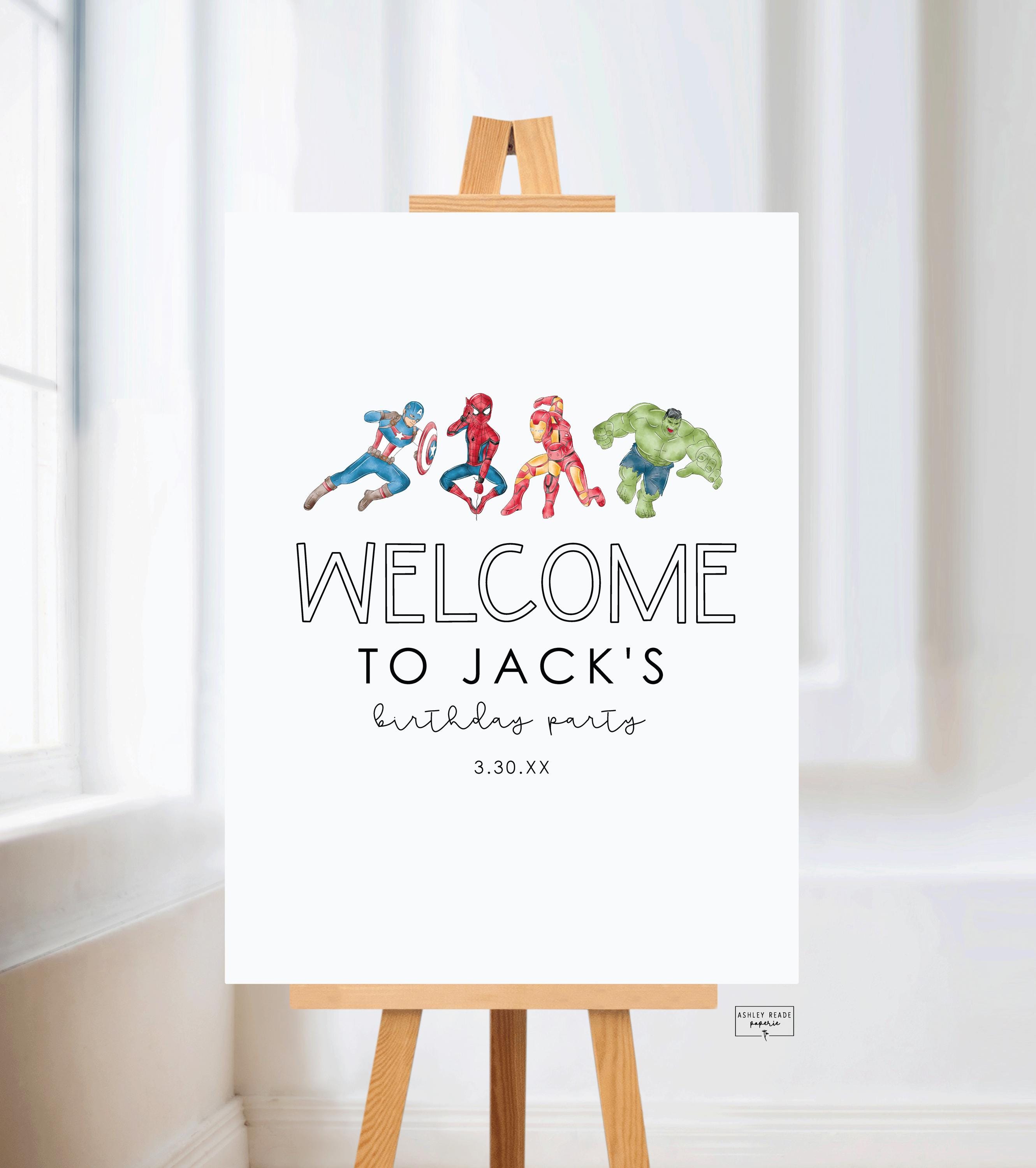 Welcome Sign - Superhero Birthday Party - Digital Download - Personalize - Matching Party Sign - Edit with Templett