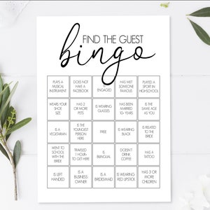 Find the Guest Bingo - Script - Bridal Shower Game - Black and White - Printable - Instant Download