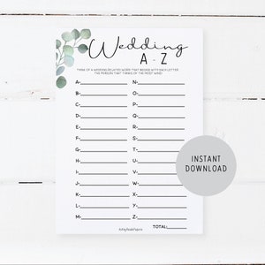 Eucalpytus - Wedding A to Z - Bridal Shower Game