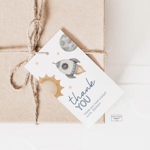 Editable - Two the Moon Birthday Party Gift Tag - 2nd birthday - Space Theme - Digital Download - Favor Tag - Thank you - Edit with Templett
