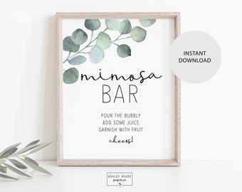 Eucalyptus - Mimosa Bar Sign - Bridal Shower Decoration - Bar Sign - Digital Download