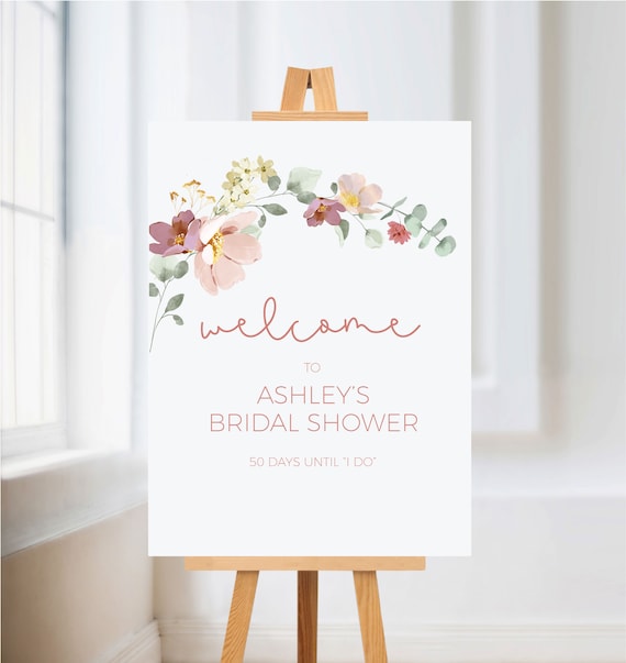 Dusty Pink Florals Sign Sign Bridal Etsy