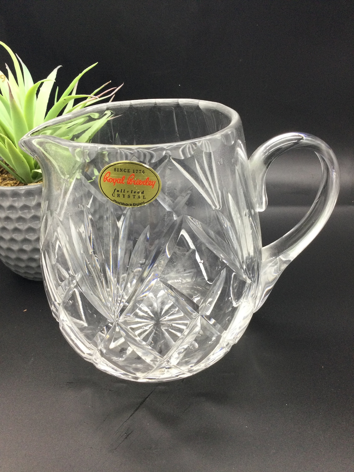 Vintage stunning Royal Brierley Full lead Crystal jug in the Etsy