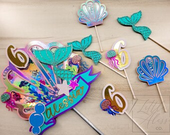 Mermaid Cake Topper | Mermaid shaker | Under the Sea Theme Cake & Cupcake Topper | Mermaid Birthday Decor | Mermaid Party Decorations