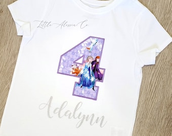 Elsa & Anna Frozen Birthday Shirt | Frozen custom Birthday Shirt | Frozen Elsa Anna Birthday Party | ANY NUMBER Personalized with Name
