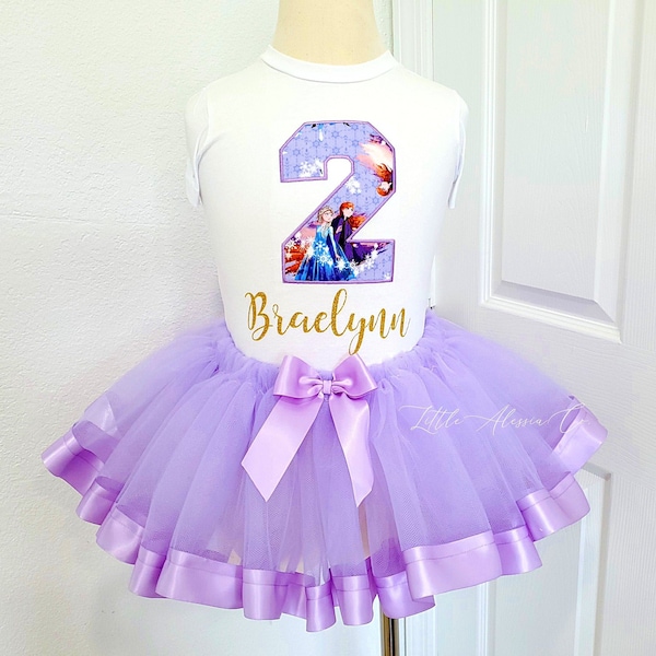 Frozen 2 Birthday Outfit | ANY NUMBER | Frozen Birthday Outfit | Custom Elsa Anna Birthday Tutu Set Personalized Elsa & Anna Birthday Shirt