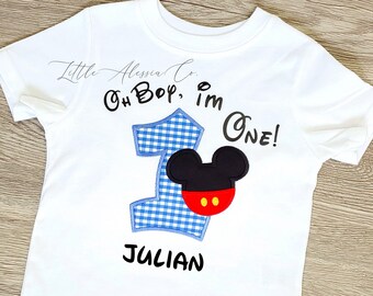 Mickey Mouse Birthday Shirt, 1st birthday Mickey Mouse Onesie, First Birthday Boy shirt, Mickey Mouse Party Shirt | ANY NUMBER