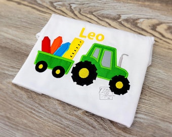 Back To School Tractor Shirt | Boys Pre-K Here I come Shirt | Kindergarten Here I Come | School Supply Tractor | Kids Back To School Shirt