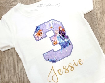 Elsa & Anna Frozen Birthday Shirt | Frozen custom Birthday Shirt | Frozen Elsa Anna Birthday Party | ANY NUMBER Personalized with Name