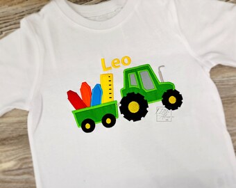 Back To School Tractor Shirt | Boys Pre-K Here I come Shirt | Kindergarten Here I Come | School Supply Tractor | Kids Back To School Shirt