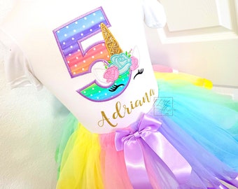 Unicorn Birthday Shirt and Tutu, Unicorn Shirt for Girls, Flower Unicorn Shirt, Floral Unicorn Birthday Outfit, 4th Birthday Shirt for Girls